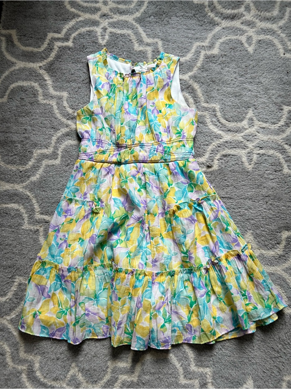 Girls Floral Tiered Sundress in Yellow, Mint & Lavender